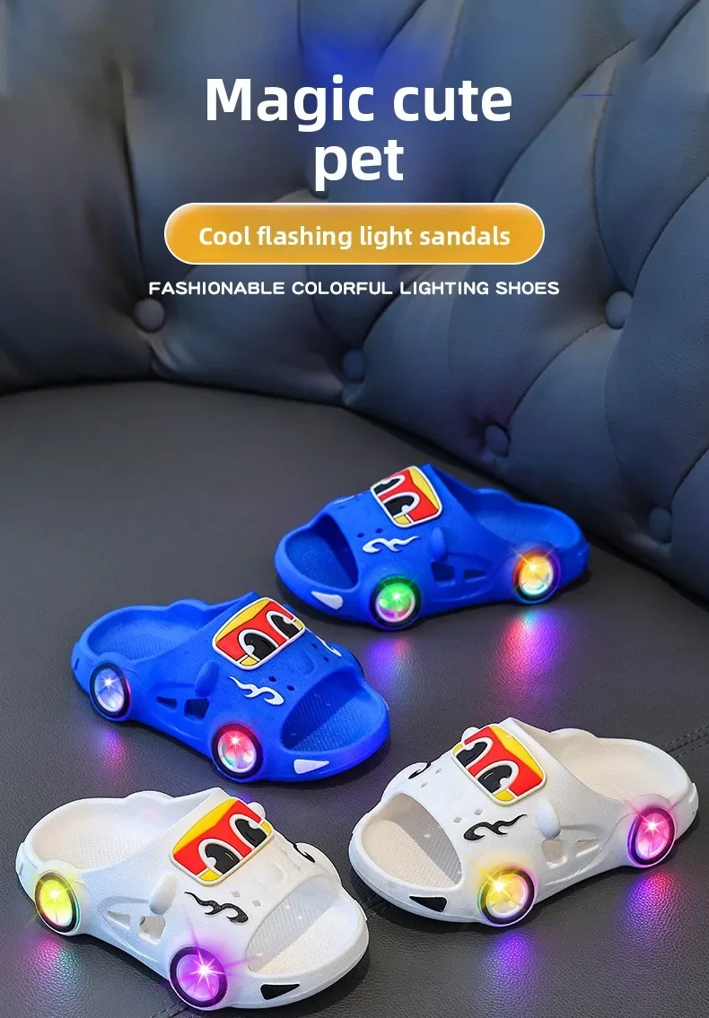 Neue 2026 Kinder-LED-Slipper für den Sommer, Outdoor, beidseitig tragbar, rutschfest, niedliche kleine Kindersandalen, Jungen-Slipper für Zuhause. – Detail 3