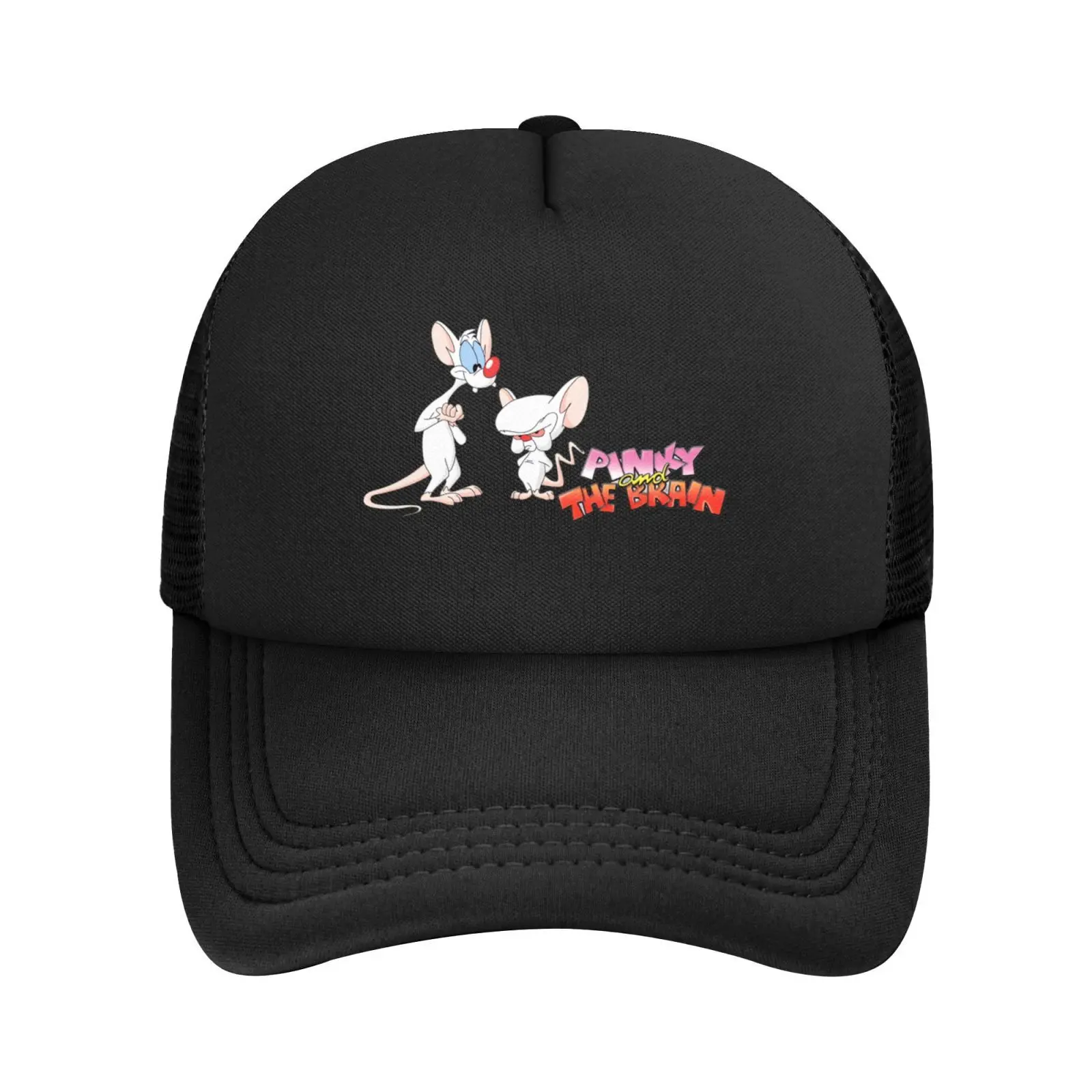 1pc Pinky and the Brain Cartoon Mesh Baseball Cap - Unisex Adjustable Trucker Hat with Breathable Mesh Back, Sun-Protective, Lig