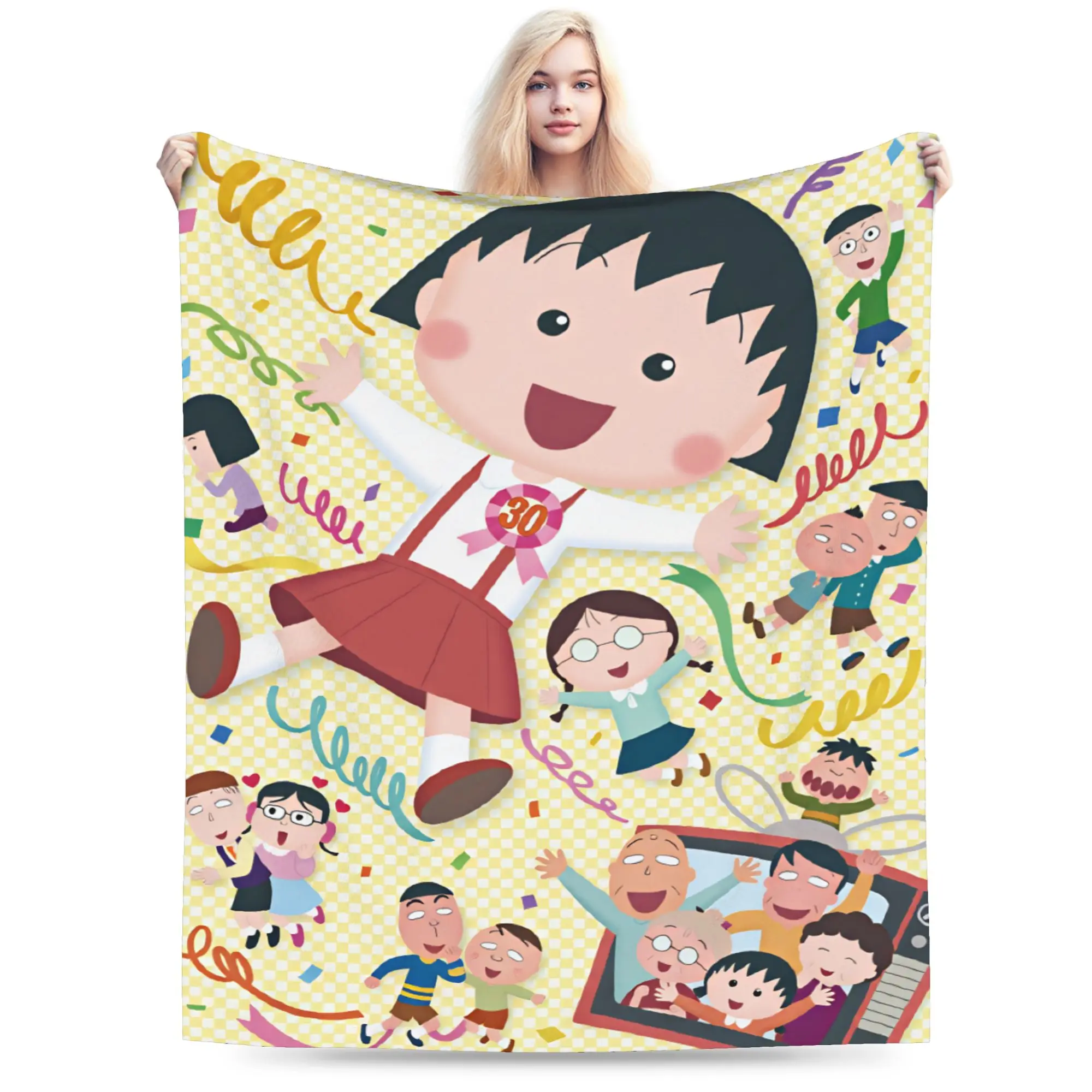 Chibi Maruko Chan Blanket Quality Soft Cozy  Throw Blanket Winter Travel Office Sofa Home Funny Bedspread