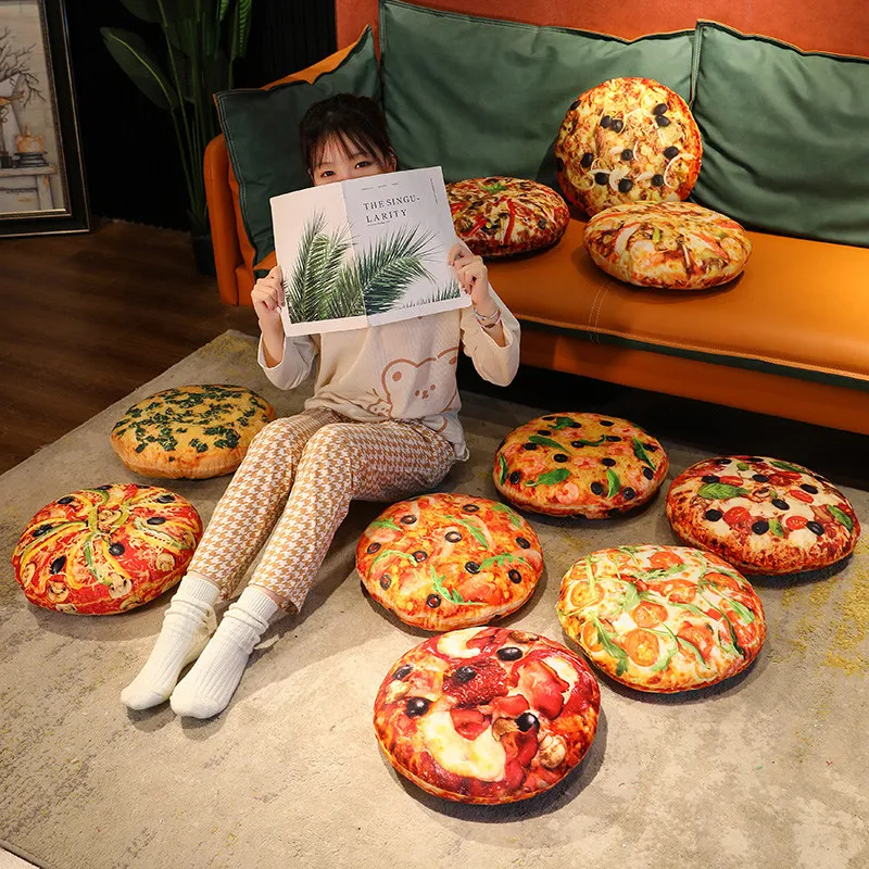 

New Pizza Pancakes Pillows Food Plush Toys Simulated Snack Decoration Backrest Stuffed Cushion Craetive Gift