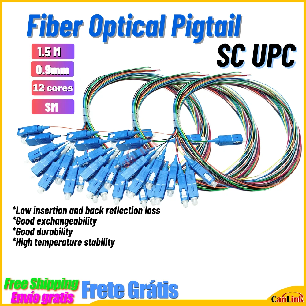 12Core SCAPC Fiber Optic Pigtail Simplex 0.9mm 9/125 Single Mode SM SX SC UPC LZSH Optical Fiber Pigtail 1.5M Cable