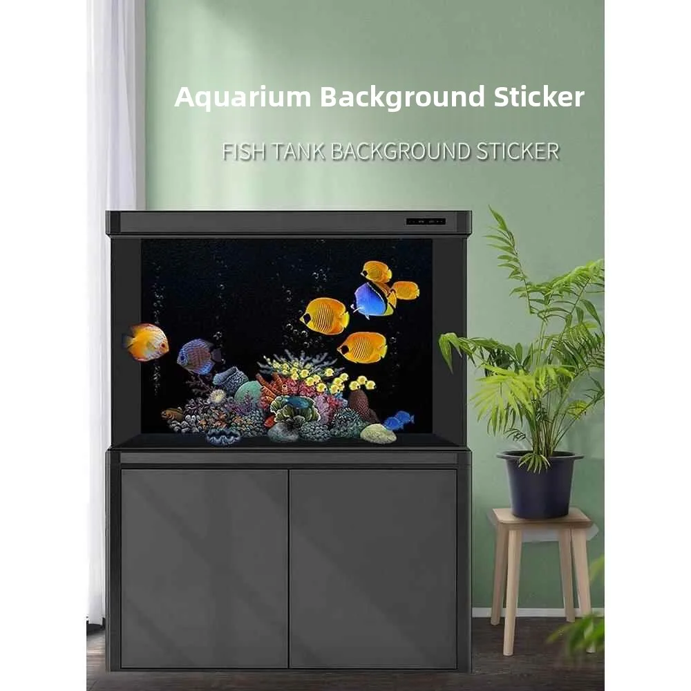 

Pure Bla Static Cling Aquarium Baund Decorative Film Glass Bot Decoration Adhesive Membrane Light Bloing Aquarium