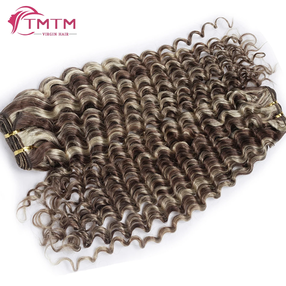 Deep Wave Human Hair Weft Brazilian Remy Hair Weave Curly Bundles Natural Human Hair Extensions Bundles For Women 100g 12-26Inch