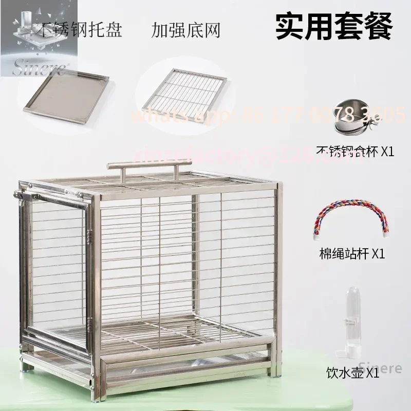 

Customizable Parrot cage Peony Xuanfeng 304 stainless steel bird cage with special bird walking boutique out cage