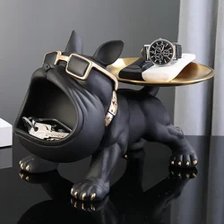 Bulldog Resin Dog Statue Living Room Placement Decorative Tray Storage Ornament Home Decoration Storage Box Desktop Decorations