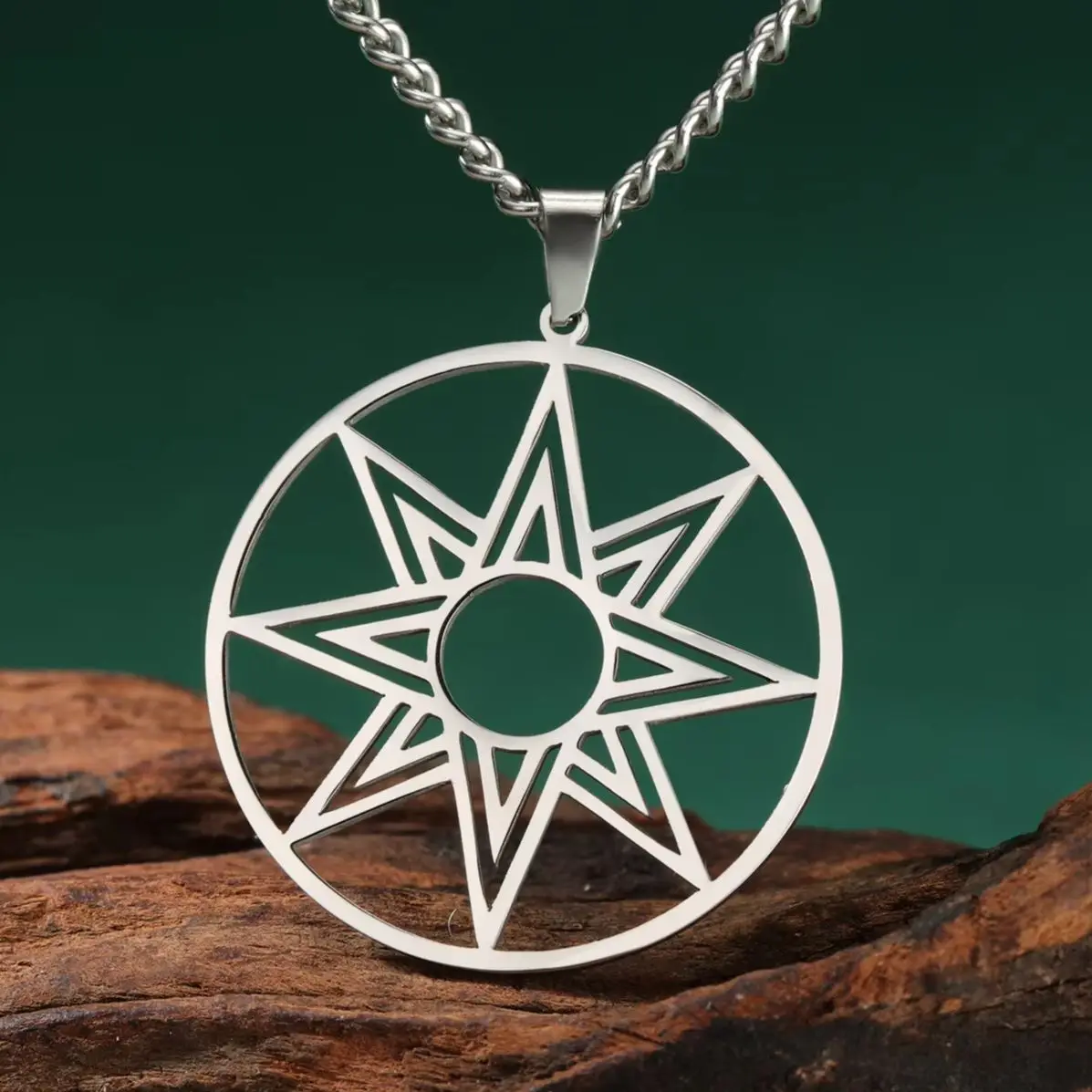 LIKGREAT-collar con colgante de octagrama de acero inoxidable, estrella griega de Ishtar Inanna, cadena para el cuello, amuleto de estrella asia, regalo de joyería 2025