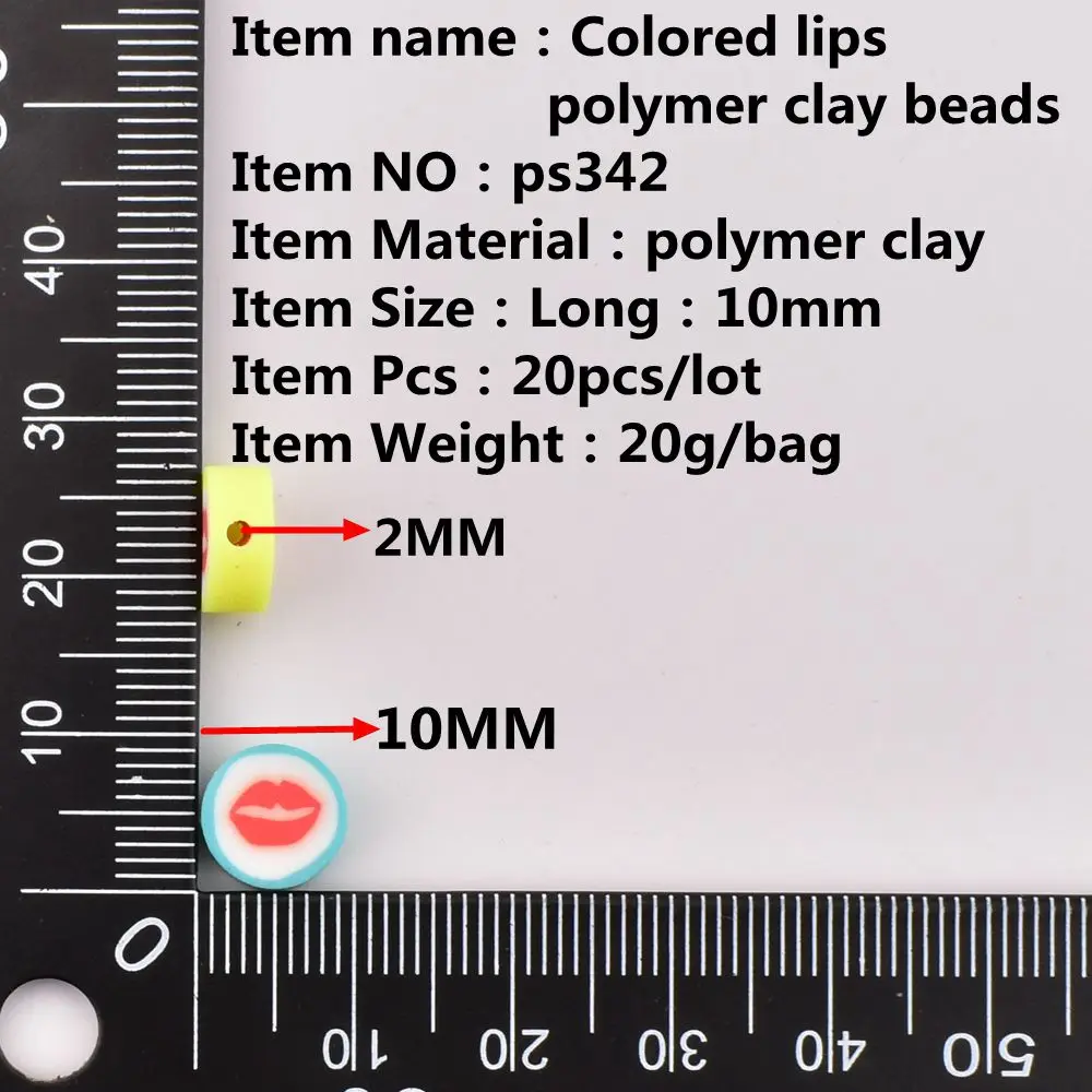 20pcs/lot Perforated Colored lips polymer clay  DIY Fashion Accessories polymer clay beads for Jewelry Making