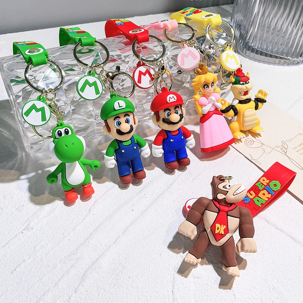 Game Super Mario Bros Keychain Anime Figure Car Decoration Backpack Pendant Accessories Kids Toy Christmas Birthday Gifts