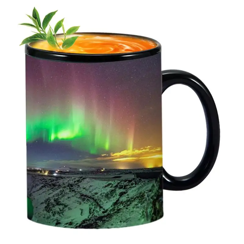 Heat Changing Reveal Mug Ceramic Heat Changing Reveal Mug Northern Lights Design Ceramic Mug Heat Sensitive Magic Mug For Hot