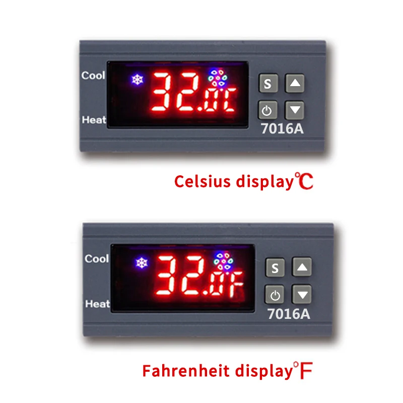 Controlador regulador de termostato de temperatura digital 7016A -50-110 Celsius Sensor NTC de controle de aquecimento e resfriamento