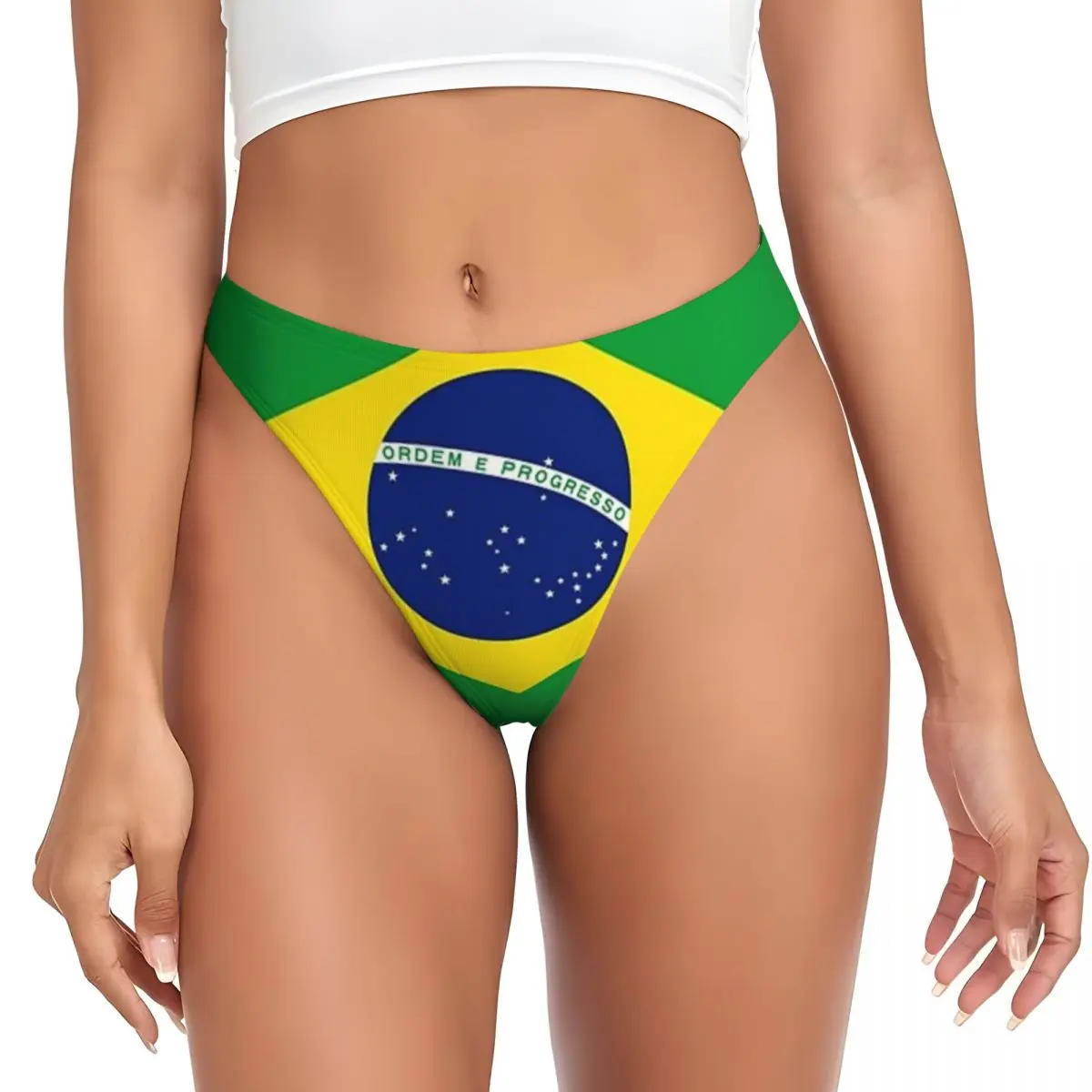 Custom Brazil National Flag G-string Panties Sexy Breathable Women Stretch Thongs Comfort Underwear