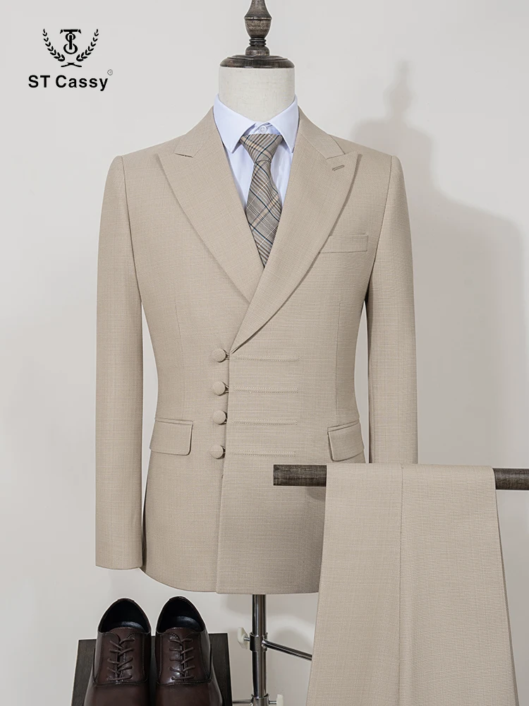 

ST Cassy Elegant Men's suits for wedding Slim Fit Multiple buttons Casual Business man 2 piece outfit set Jacket for men