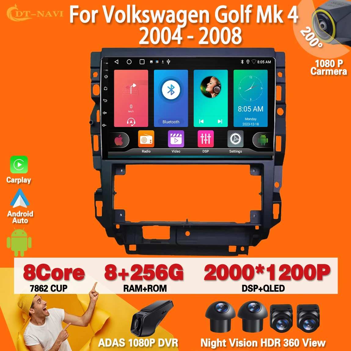 

Android 13 For Volkswagen Golf Mk 4 2004 - 2008 Radio Carplay Auto Radio Stereo Multimedia Player Navigation GPS No 2din DV