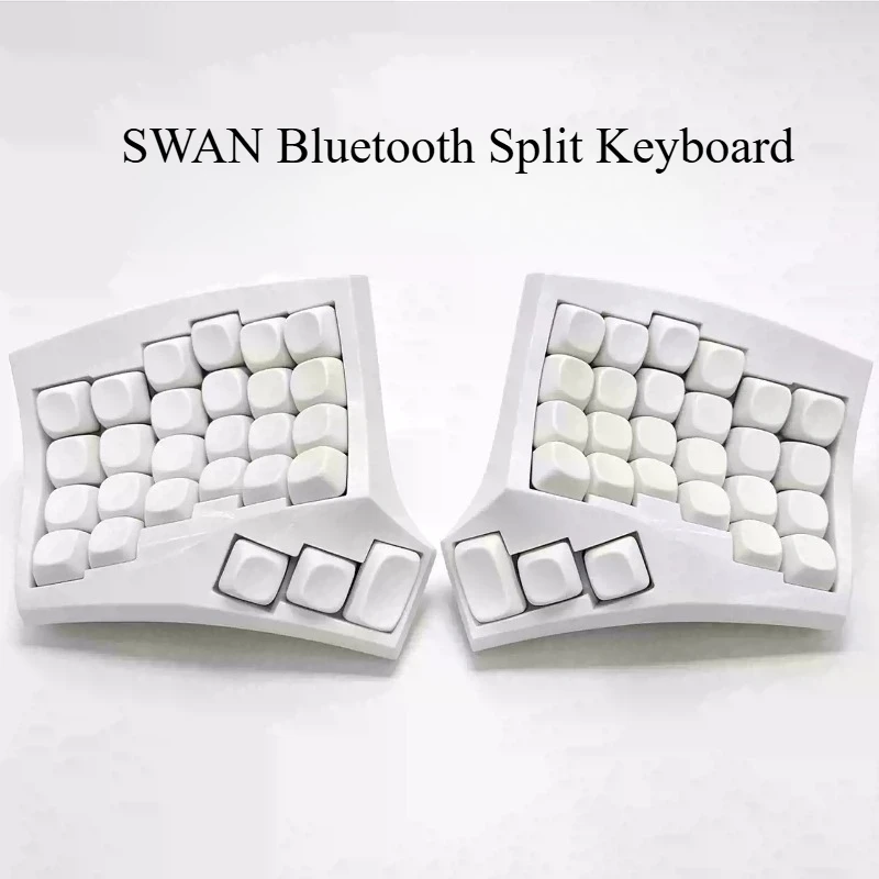 Kit de Teclado Mecânico Dividido SWAN Bluetooth, Cor Personalizada, Hot-swap, Com Fio, Modo Duplo, RGB, Ergonômico, Feito à Mão