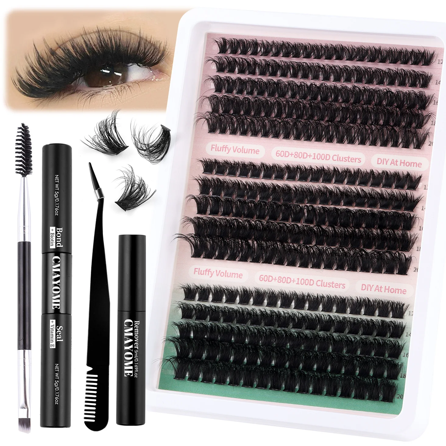 Hot Selling DIY False Eyelashes 60D 80D 100D Large Capacity D-curve Segmented Eyelashes 3D Simulation Thick And Messy