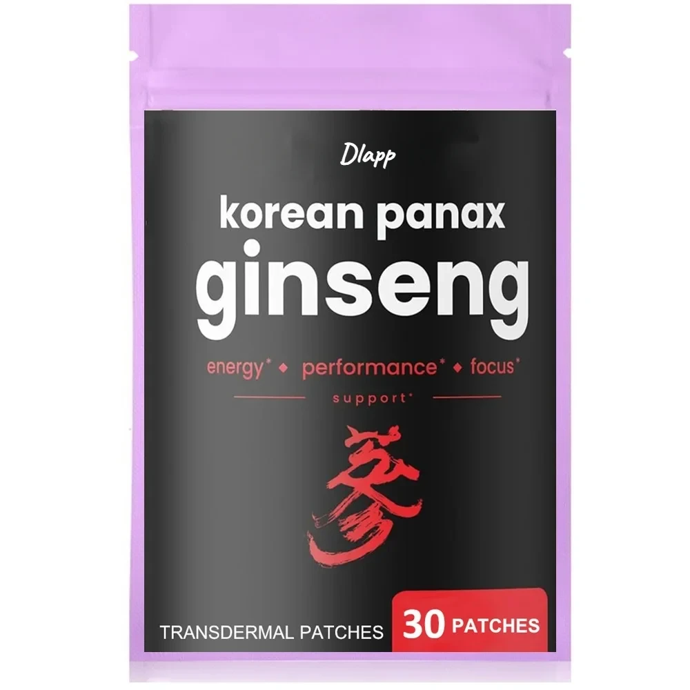 Patches transdermicos de raiz de ginseng vermelho coreano para energia, foco, desempenho, vitalidade e imune 30 patches