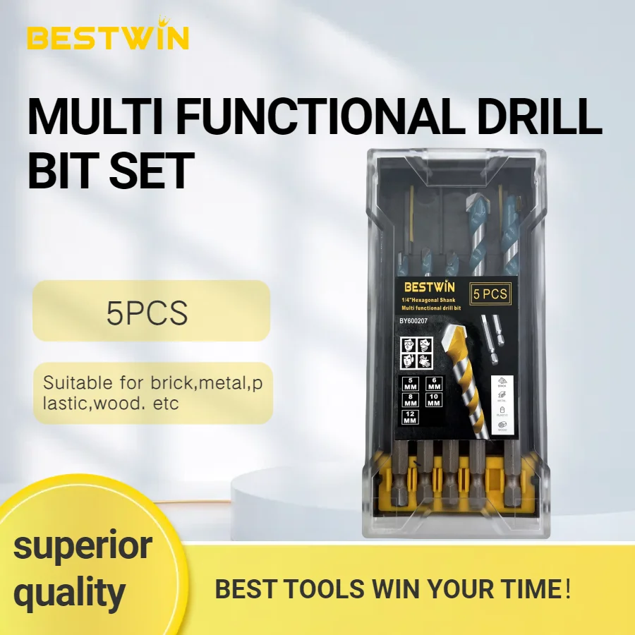 

BESTWiN Multi functional Drill bit set Multi Purpose Hex Shank Drill Bit for Metal Masonry Wood Block Brick and Plastic