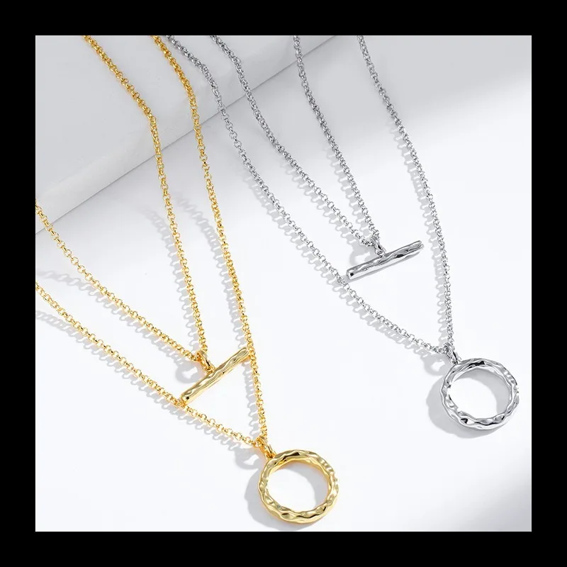 

Женское многослойное ожерелье, модная универсальная подвеска с пряжкой OT, цепочка на ключицу, женская изысканная поверхность с рябью воды