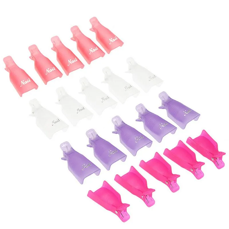 Plástico Nail Art Mergulhe Off Cap Clip, UV Gel Polonês Removedor Wraps, Unha Cleaner, Ferramentas Desengordurante, 10Pcs