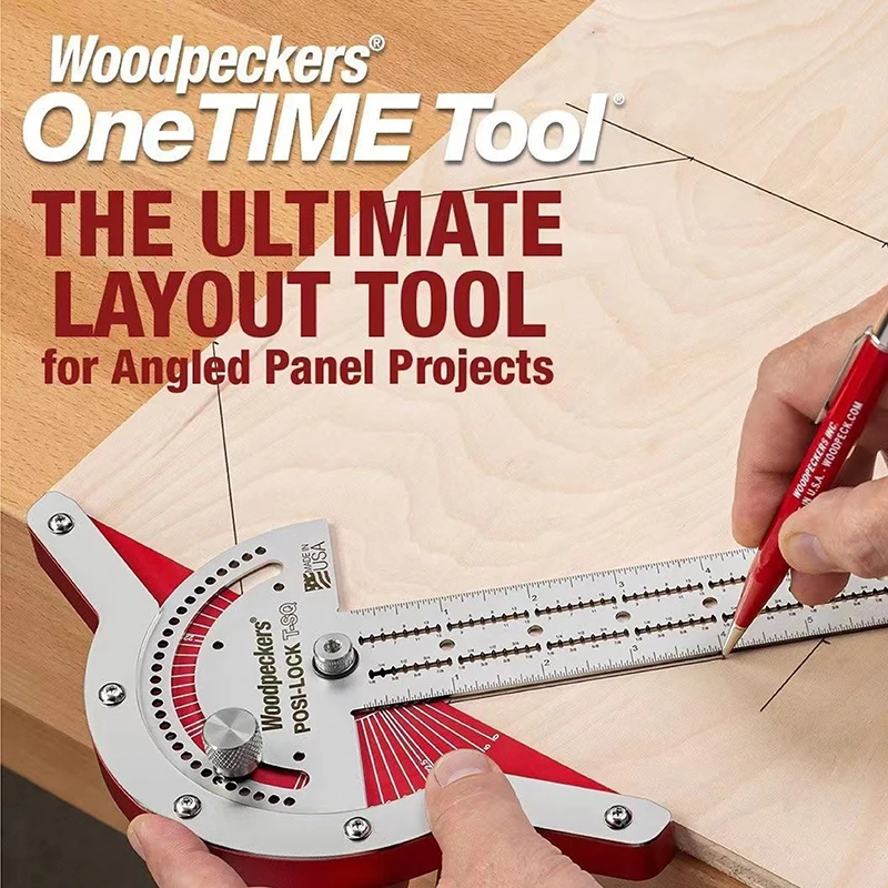 10 Inch Woodworking Edge Measuring Ruler with Protractor, T-Square, and Angle Ruler - Perfect for Precise Woodworking Designs