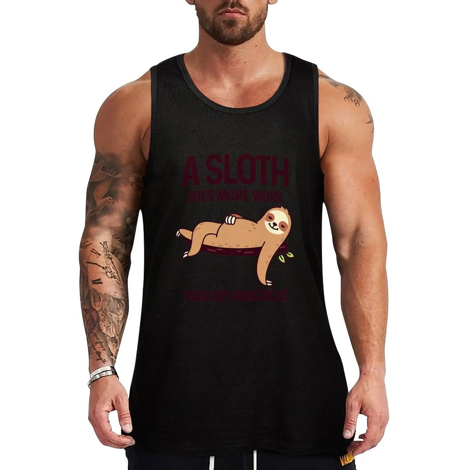 

A Sloth Does More Work Than My Pancreas Diabetes Awareness Tank Top Men's gym sleeveless Men's t-shirts Sports clothing