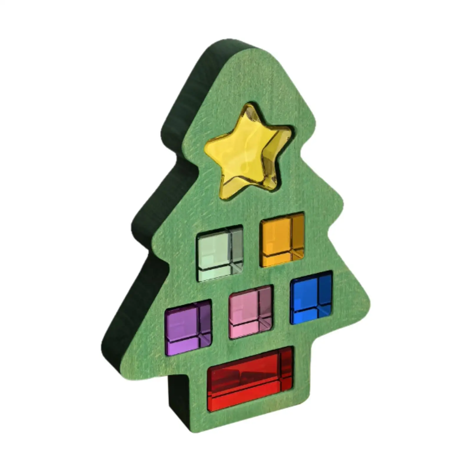 Christmas Tree Acrylic Cubes Blocks Translucent Development Toy Early Educational Sensory Training Toys for Kids Boys Girls