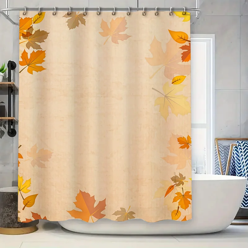 

Colorful Maple Shower Curtain Waterproof Fabric Decorative Bath Rug Set Autumn Leaves Printed Bathroom Curtains for Home Decorat