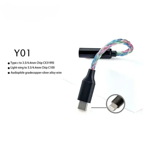 Imagen 2 del producto Y01 tipo C Lightning a 3,5/4,4mm HIFI auricular amplificador Cable decodificador Digital OTG DAC Chip CX31993 CX31988 C100 adaptador