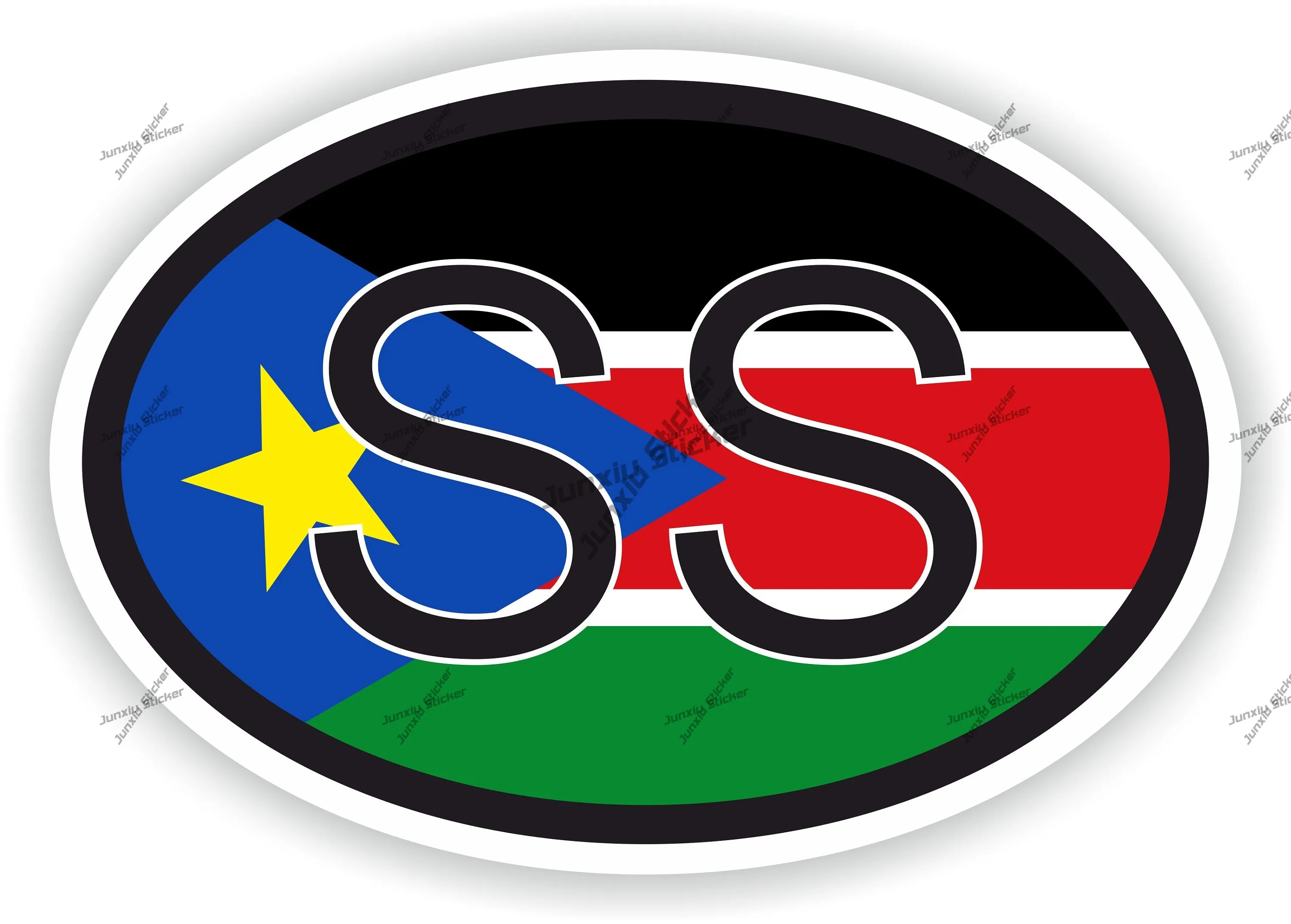 

South Sudan Ss Flag Country Code Oval Sticker Occlusion Scratch Exterior Decor Graphic Beauty Cartoon And Creative Vinyl Decals