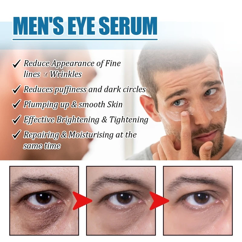 Esencia para los ojos para hombres, suero para el cuidado antienvejecimiento, elimina las ojeras, elimina las arrugas, reafirmante, ilumina los ojos