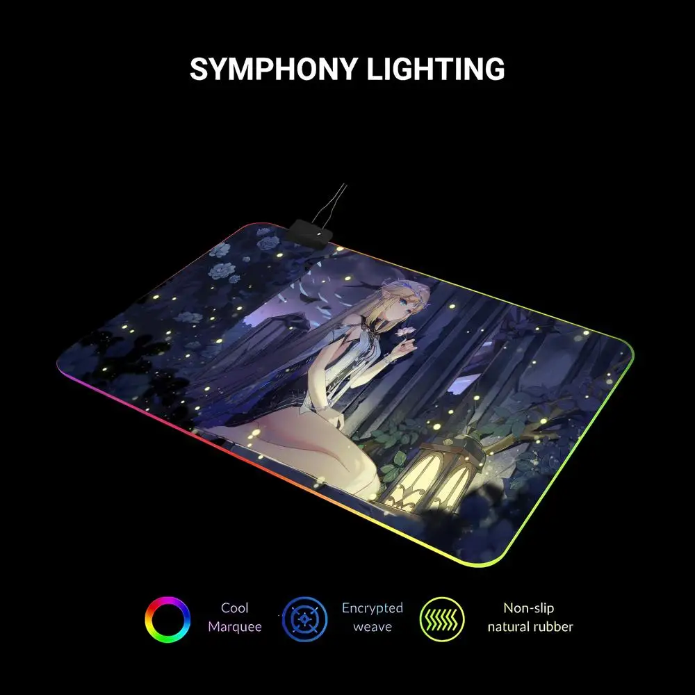 Wuthering Waves CARTETHYIA Mouse Pad Animation Games Beautiful RGB Gaming Mouse Pad HD Gamer Large LED Light PC Computer pad