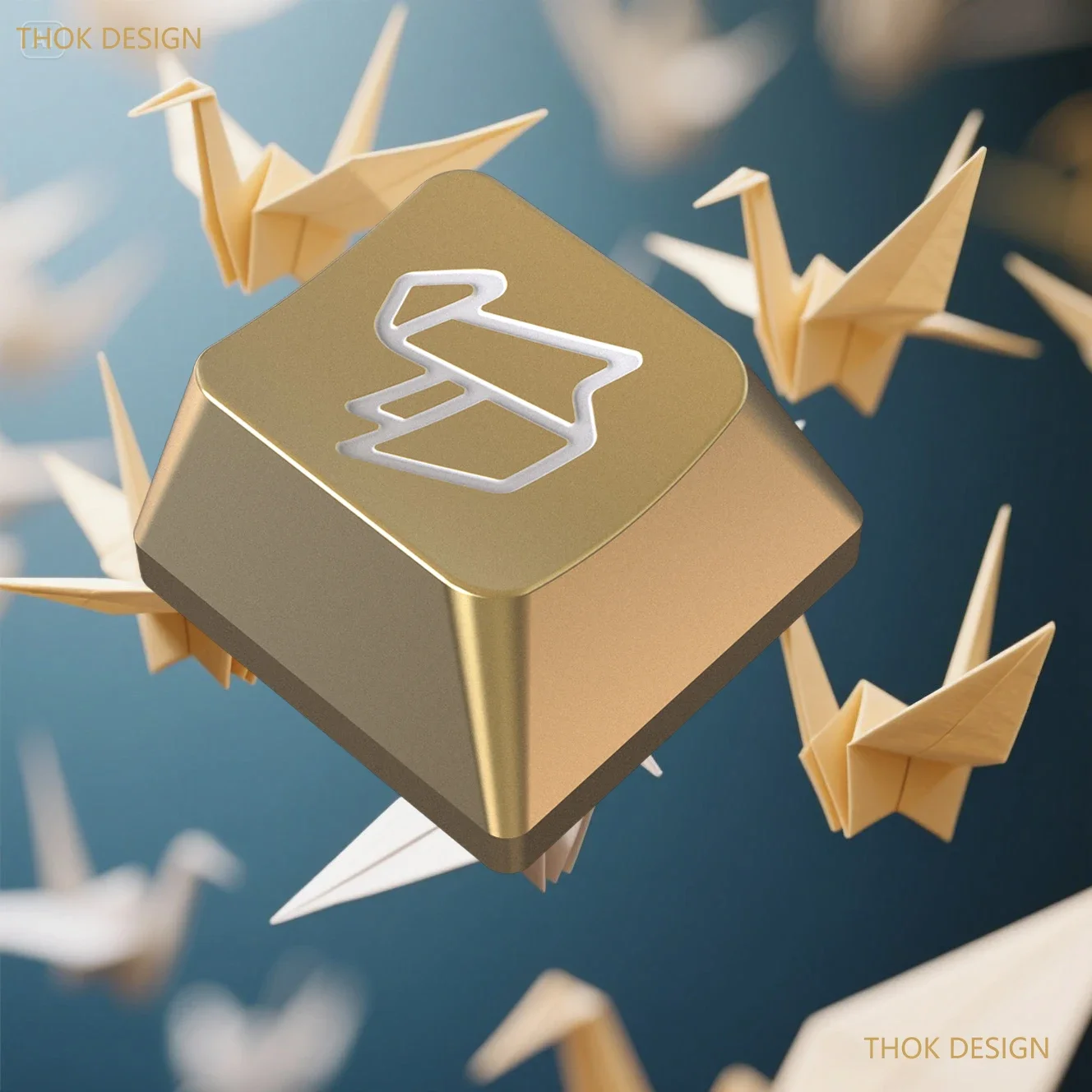 GMK-Origami PVD الذهب النحاس معدن شخصية ألف ورقة كرين Keycap