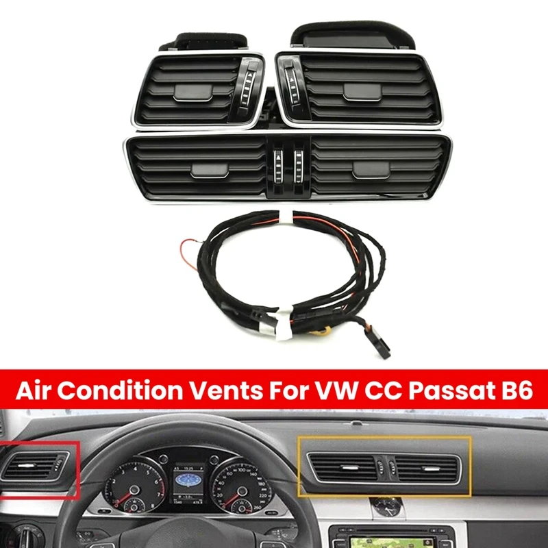 

Car Left Right Center Air Condition Vents W/Connection Cable For VW CC Passat B6 3AD819728A , 3AD819701A , 3AD819702A Parts