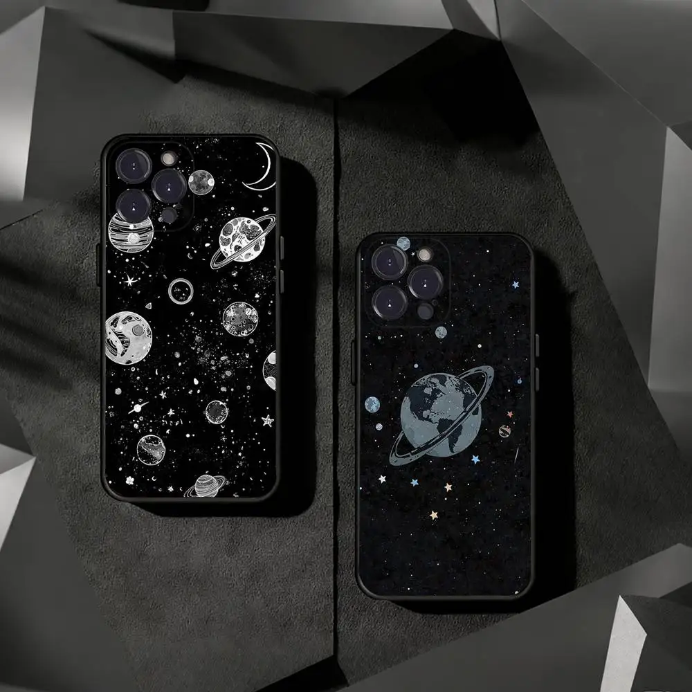

Space Planet Sun Moon Stars Phone Cases For iPhone 17 16 15 14 13 12 11 Pro Max Plus Luxury Camera Protection Plastic