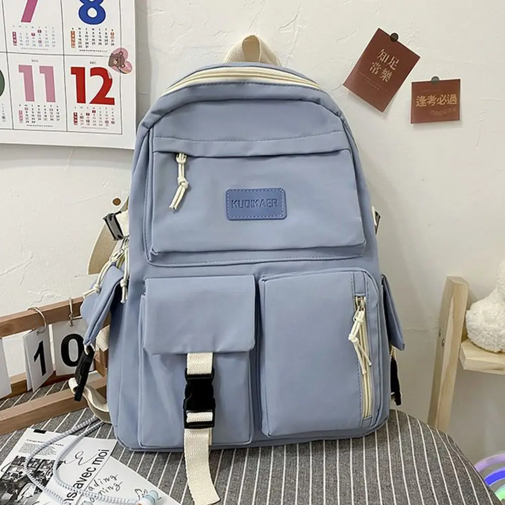 حقيبة ظهر عصرية من النايلون قابلة للتنفس حقيبة مدرسية ملونة كورية متعددة الوظائف ذات سعة كبيرة حقيبة ظهر جامعية للمراهقين #4