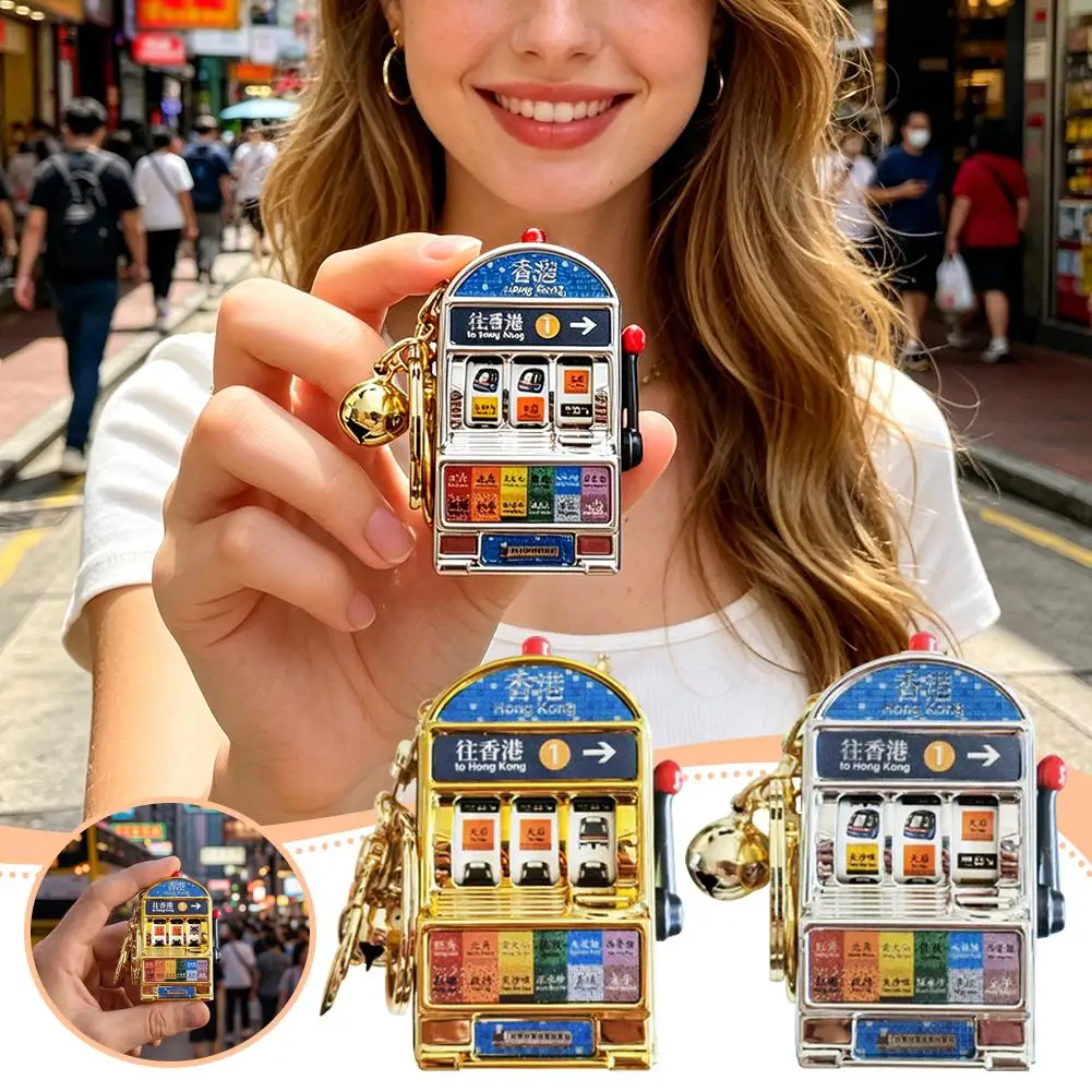 Imán para llavero con diseño de máquina tragamonedas de Hong Kong, imán para nevera con diseño de tigre, llavero, recuerdo, regalo de viaje, diseño de estación de metro de HK