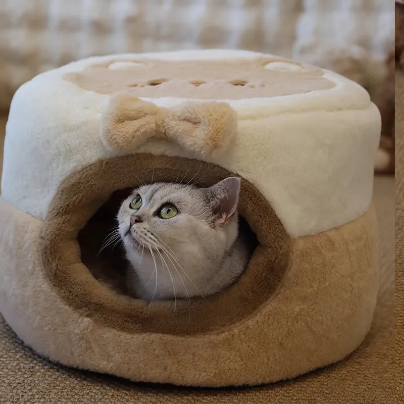 HOOPET Cat Bed Winter Warm Cat House for Dogs and Cats Comfortable Double Bear Nest Safe Sleep Removable Washable Cat House