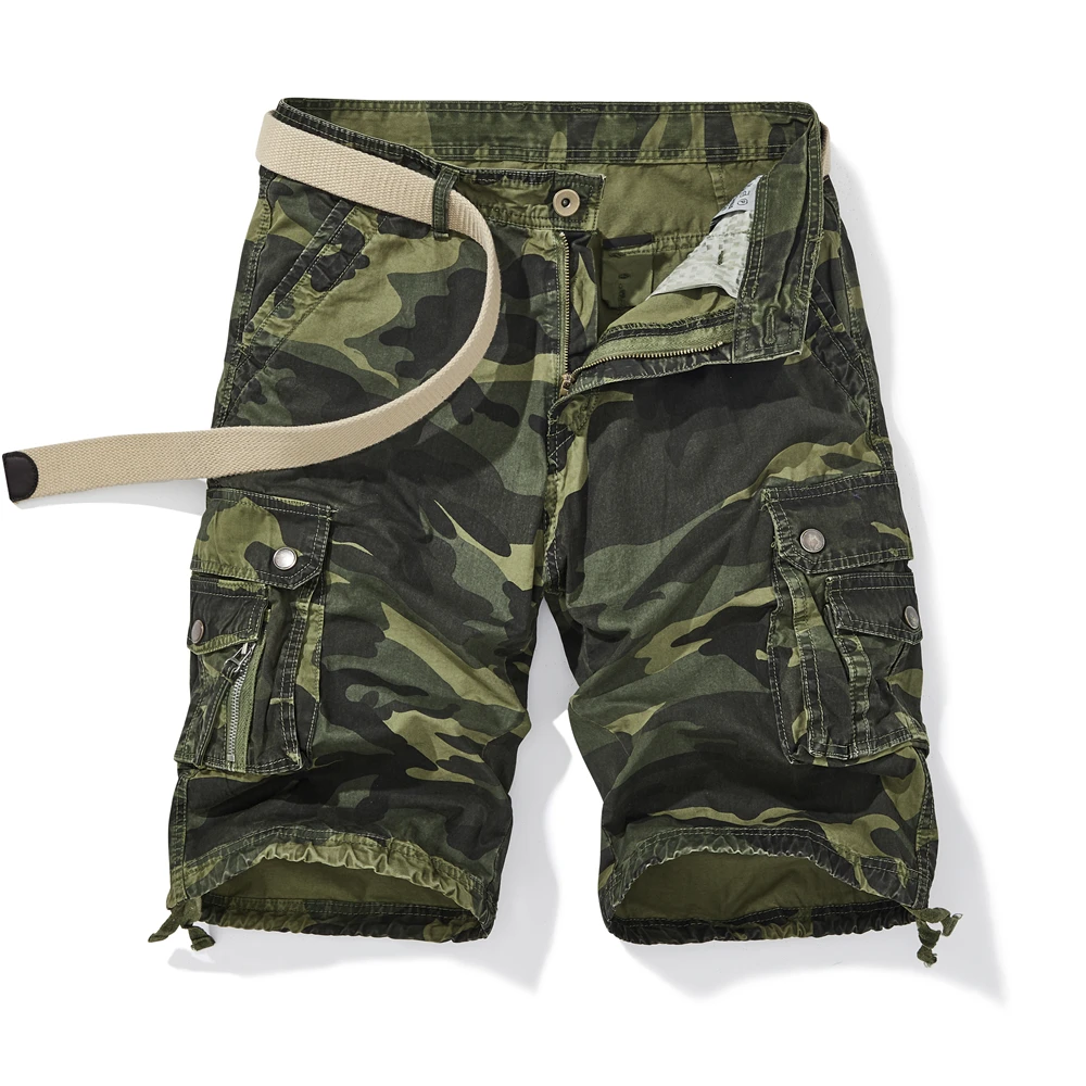 Summer outdoor European and American style multi pocket shorts, men\'s loose casual 5 point camouflage work shorts