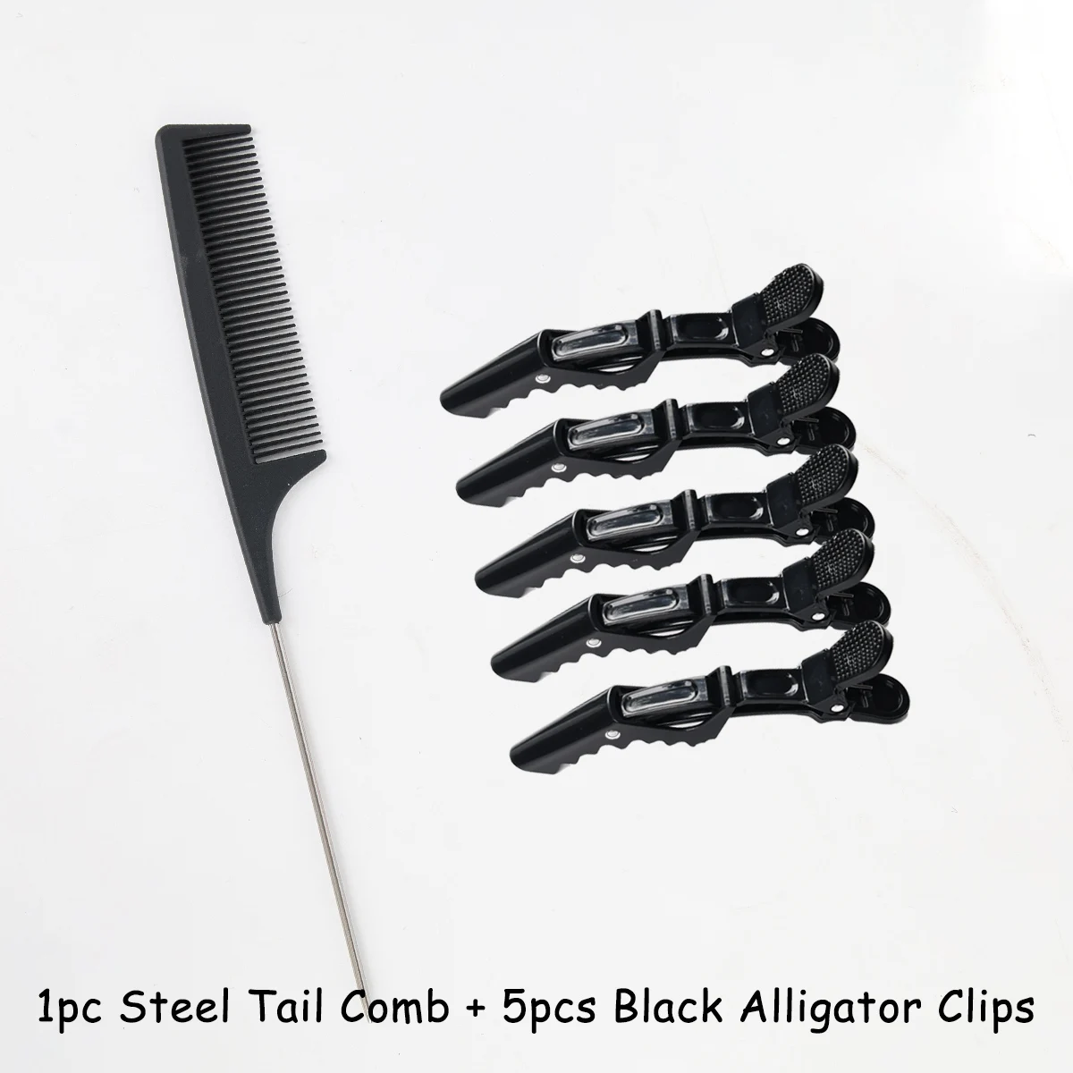 헤어 익스텐션 도구 Kit-1pc, 전문가용 9 인치 테일 빗, 악어 스타일링 섹션 클립 5 개