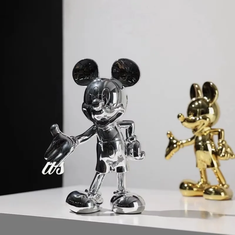 

Disney Mickey Mouse Resin Figure - Cartoon Model Welcome Pose Action Figurine for Anime Collection Dolls Home Decoration Gifts