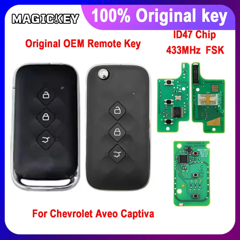 

Оригинальный OEM-пульт дистанционного управления с чипом ID47 433 МГц для Chevrolet Captiva, Chevrolet Aveo с необработанным лезвием ключа