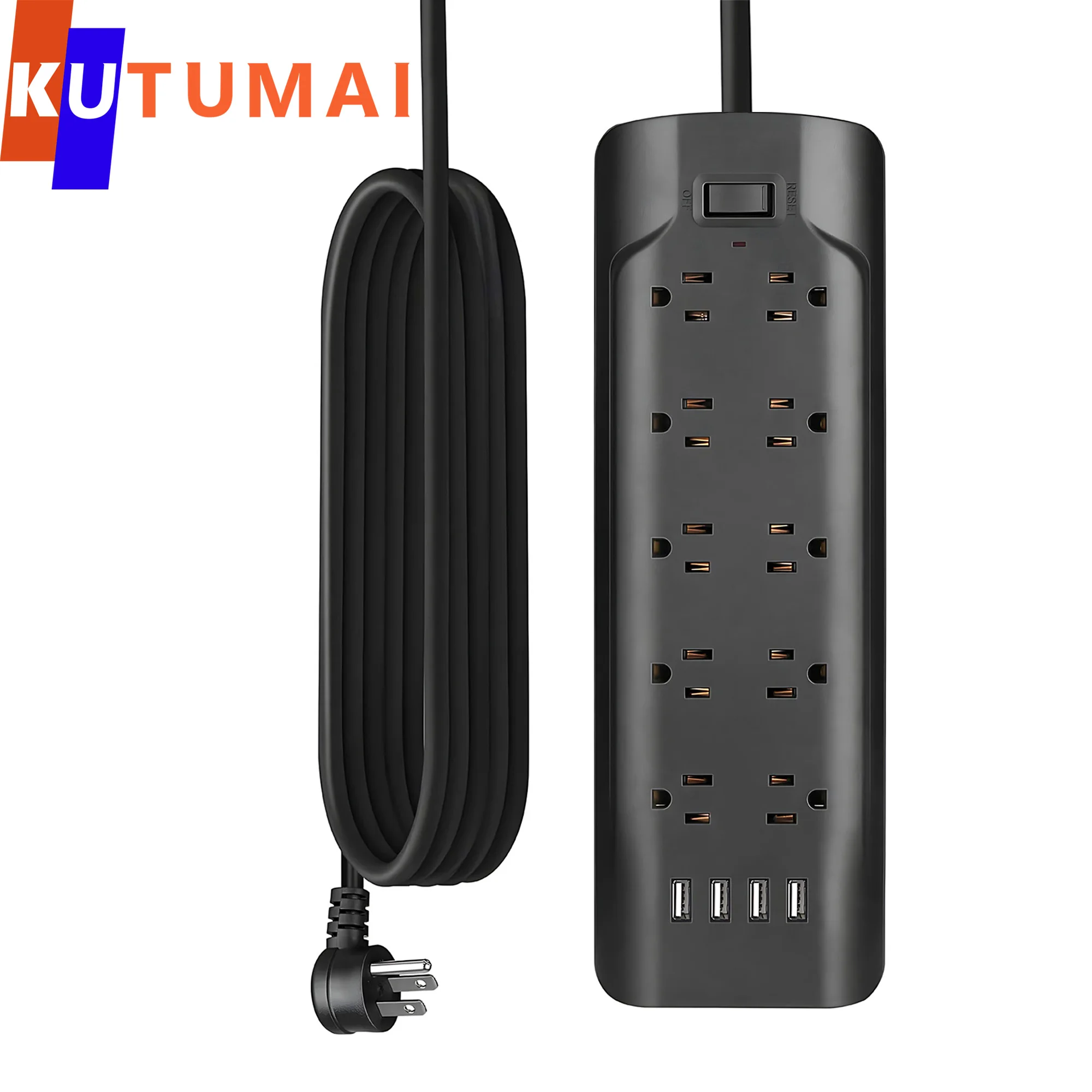 

US Power Strip Network Filter Multi Electric Socket 10 Outlets 4USB Port Charging 6.5FT Extension Cord Surge Protection For Home
