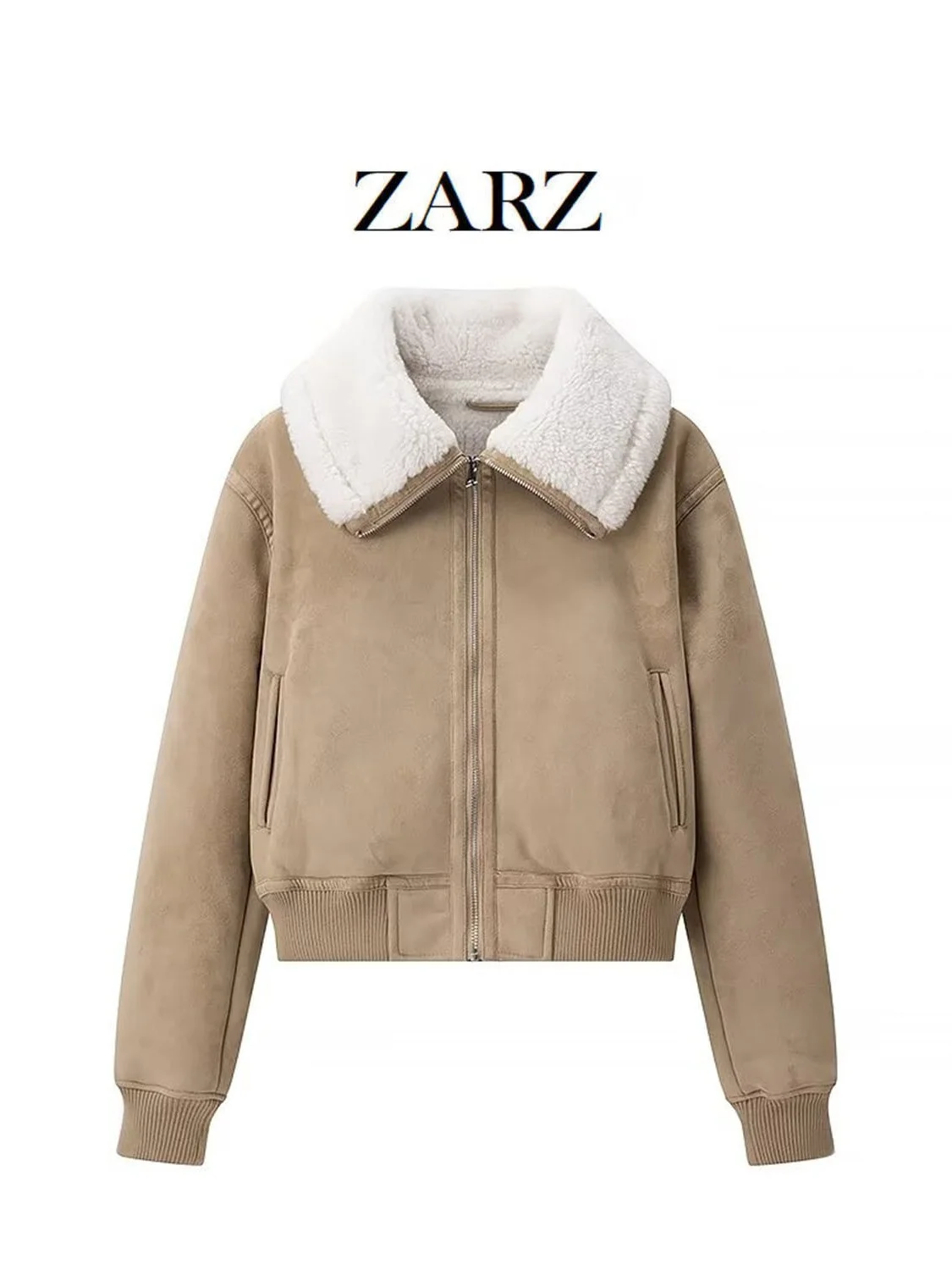 معطف ZARZ Faionable كاجوال للتخسيس من الجلد والفراء Jaet معطف نسائي جديد متعدد الاستخدامات من نسيج البوليستر #1