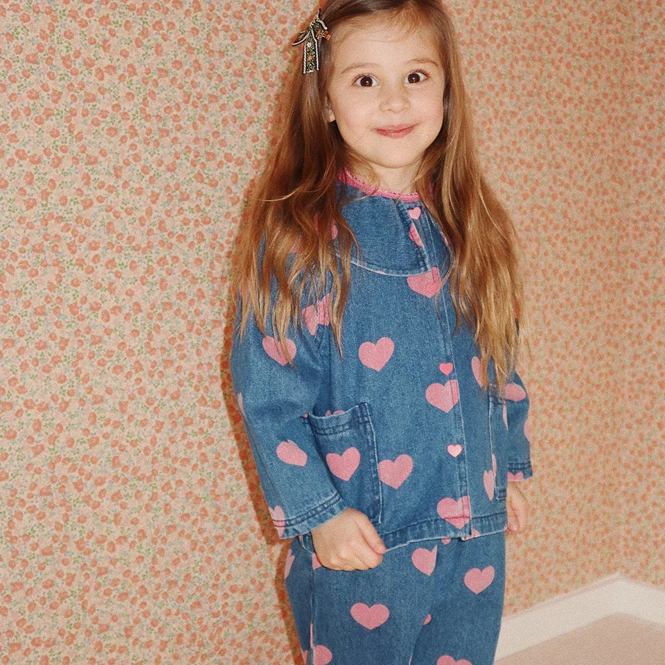 Children Clothes Set 2024 KS Girls Cute Print Dress Overalls Toddler Kid Jeans Braces Jacket Girl Denim Sling Dresses Jean Pants