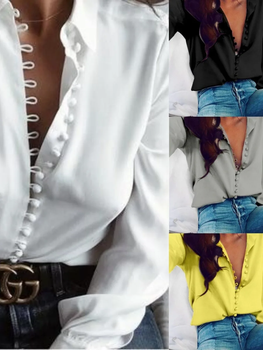 

Женская однотонная повседневная одежда Irt Long Sve на пуговицах из дышащего полиэфирного волокна прямого кроя для девочек-подростков