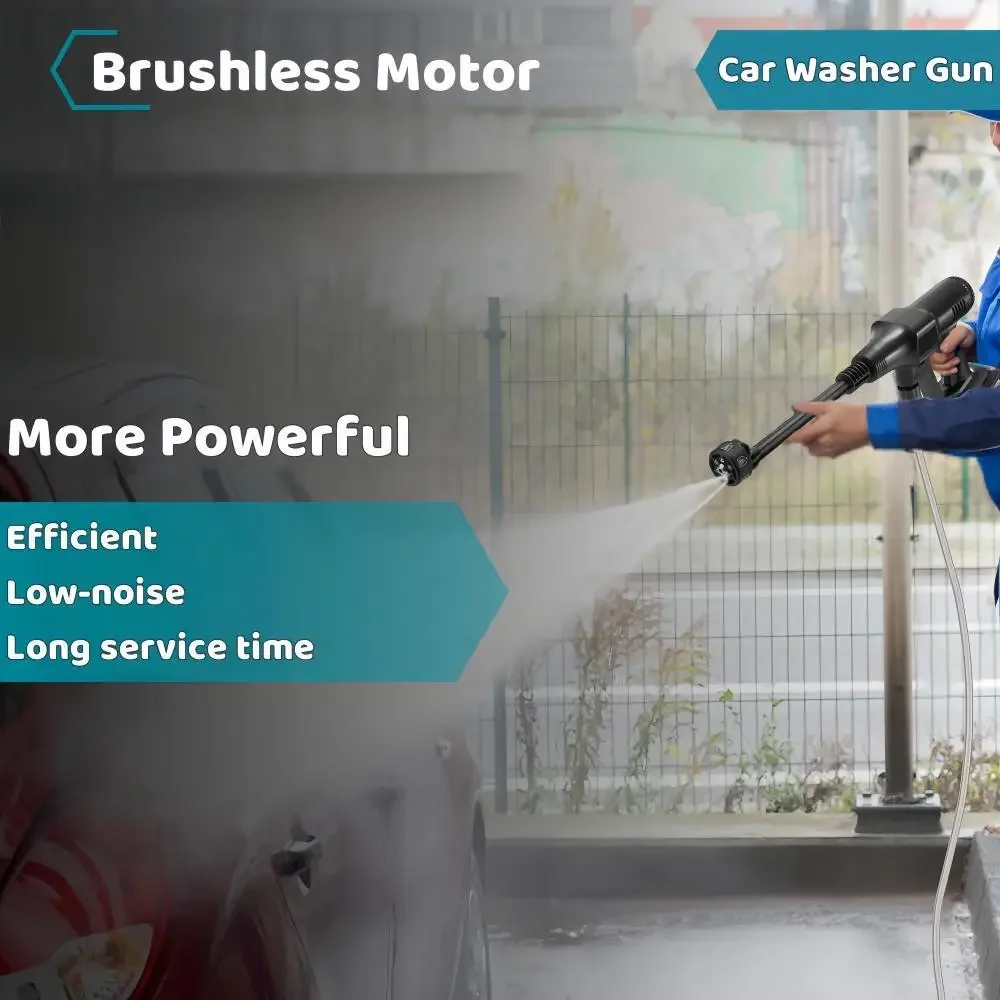 6-IN-1 Brushless Electric Garden Watering Tool Water Spray Gun 200Bar Cordless High Pressure Car Washer Gun For Makita 18V