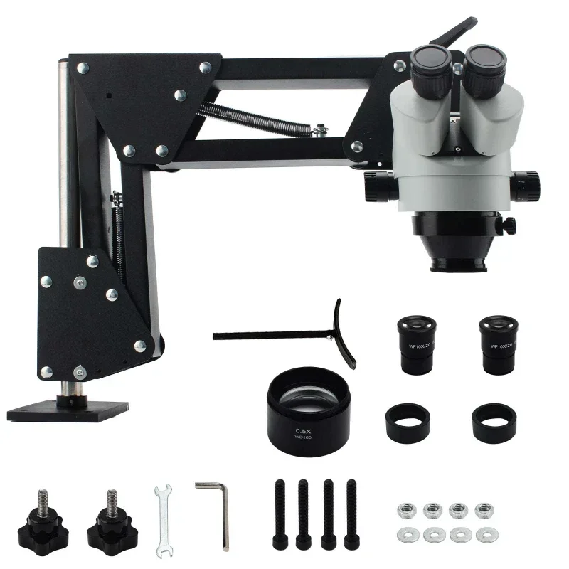 Microscopio de microajuste multidireccional con espejo con incrustaciones y soporte resorte, herramienta perfecta para joyería