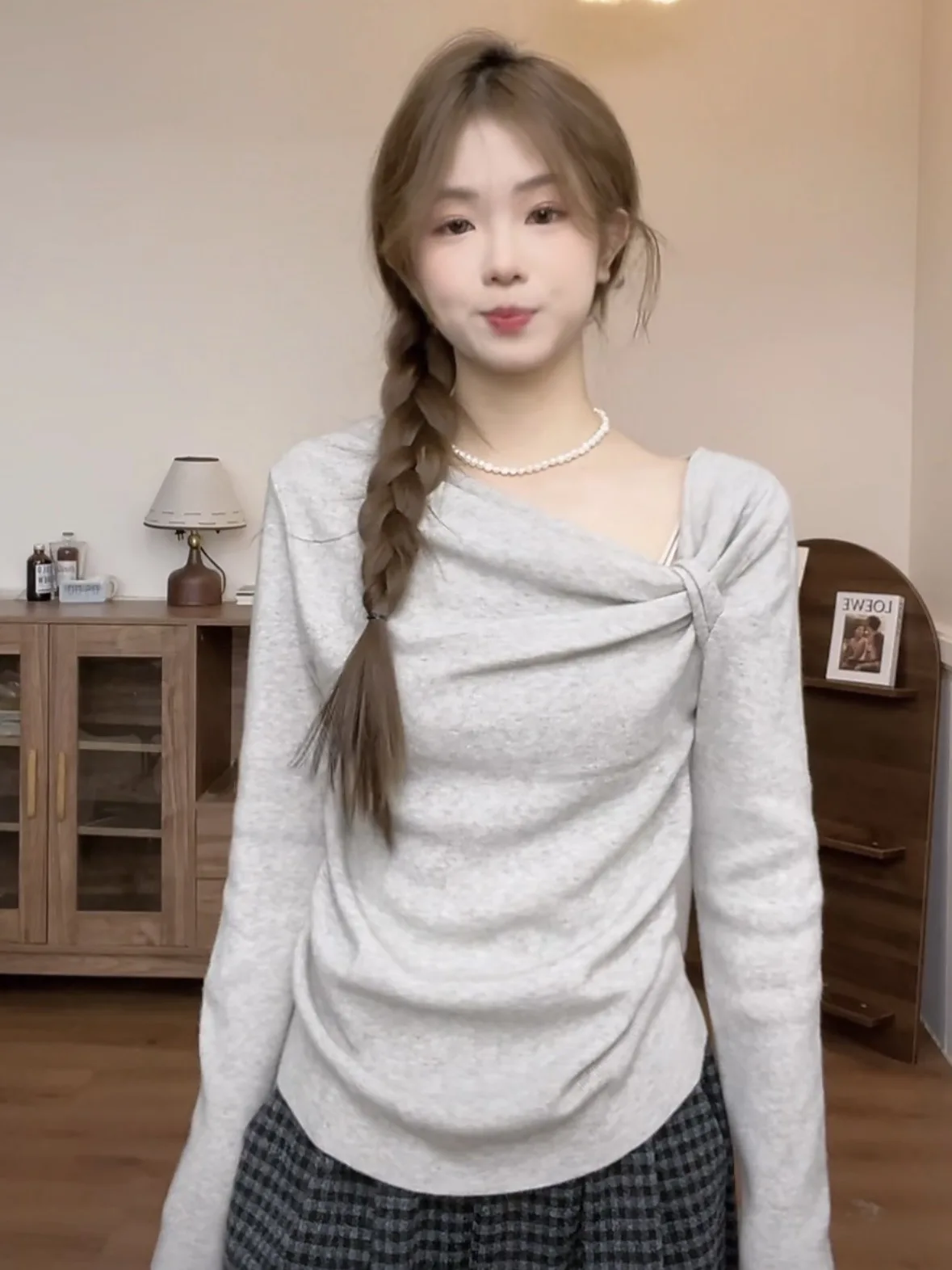 Sweet Sle Loose Fit T-shirt lunga Sve da donna Autunno Inverno Pigro Semplice partita Bellissimo top Versione coreana Comodo Sw...