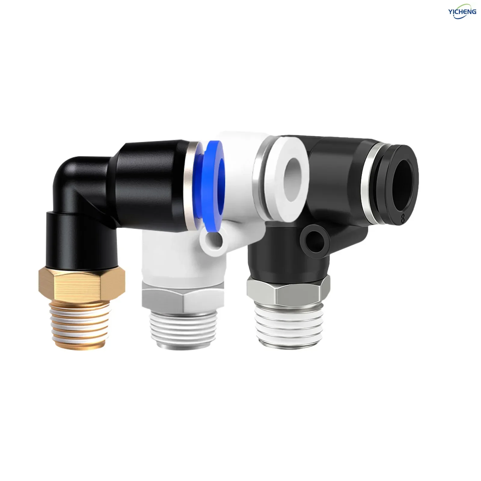 

YICHENG Pipe Fittings Male 8mm Tube OD Elbow Thread specification 1/8“1/4"3/8"1/2" Inch 90°Push to Connect Fitting (Pack of 30)