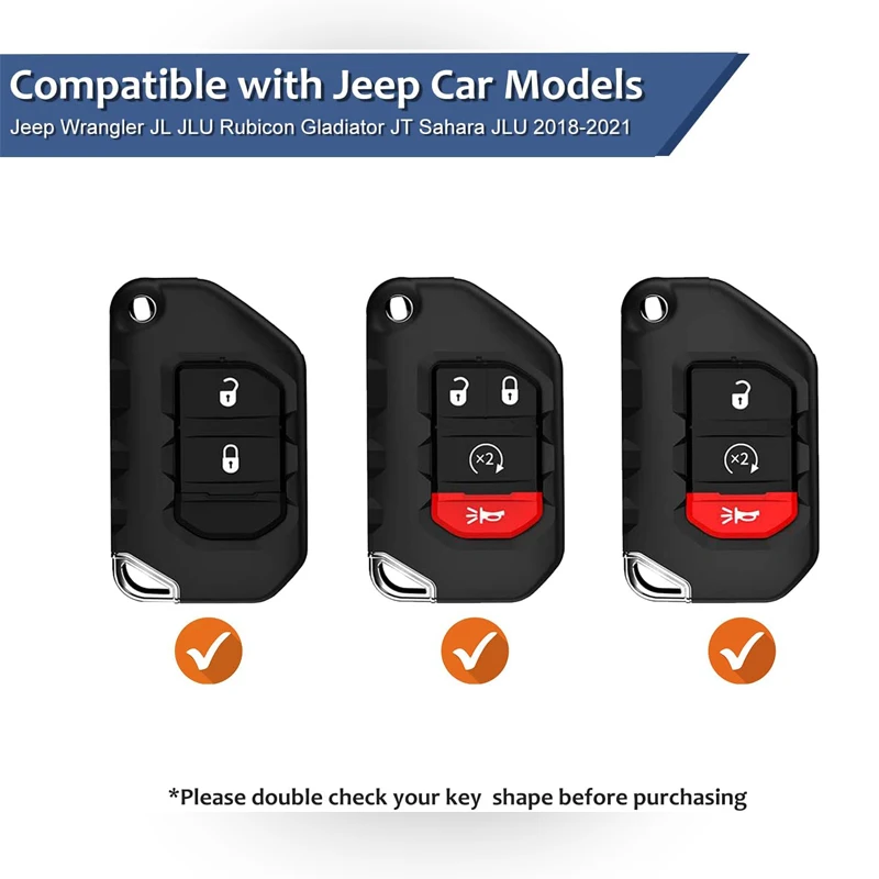 Key Fob Cover with KeyChain for Jeep Wrangler JL JLU Rubicon Sahara JLU Gladiator JT Keyless Entry Accessories 2024 Key Case